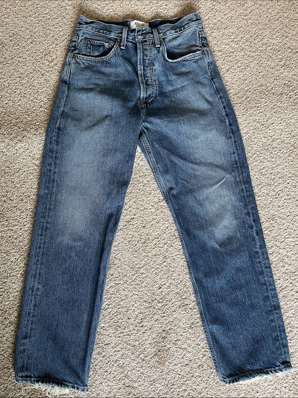 Agolde High-Rise Straight Crop Jeans in Medium Blue Wash - Picture 2 of 8